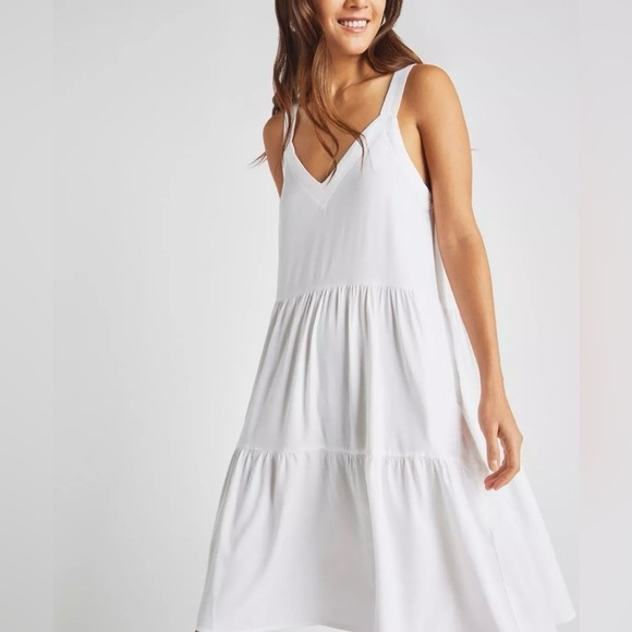 Splendid Napa Tiered Dress Cottagecore Boho Minimalist Relaxed Fit with Pockets - Picture 2 of 8